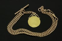 Lot 178A - A 9ct gold curb link double Albert chain