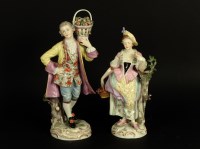 Lot 271 - A pair of late 19th century Passan porcelain figures of a gentleman and a lady