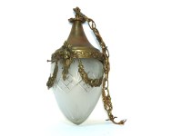 Lot 418 - A brass and frosted glass hanging lantern