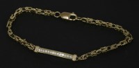 Lot 161 - A 9ct gold grain set diamond identity style Byzantine chain bracelet