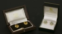 Lot 179 - A pair of gold yellow paste stone earrings