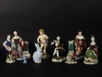 Lot 486 - Two pairs of continental china figures