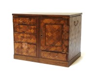 Lot 350 - A Japanese elm wood parquetry table cabinet