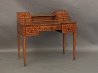 Lot 600 - An Edwardian satinwood inlaid and leather top ladies writing desk