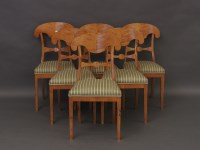 Lot 602 - A set of 10 Biedermeier style satinwood dining chairs