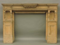 Lot 736 - An early 20th century stripped pine fire surround