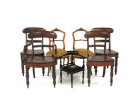 Lot 696 - A set of four 19th century country made mahogany bar backed dining chairs