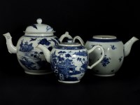 Lot 304 - Three Chinese blue and white teapots mid 18th century