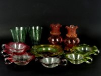 Lot 332 - Cranberry and green glass