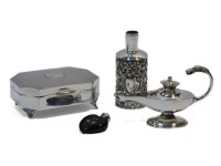 Lot 138 - A silver and engine turned jewellery box