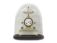Lot 238 - A French alabaster mantle clock