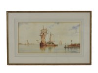 Lot 407 - Frederick James Aldridge (1850-1933)
BOATS OFF A WOODEN JETTY
Signed l.r.