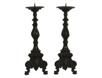 Lot 362A - A pair of cast pricket candlesticks