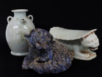 Lot 163 - A Chinese crouching dog and two further items