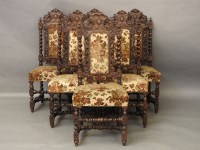 Lot 509 - A set of six Victorian 17th century design carved oak dining chairs