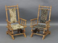 Lot 495 - A pair of American design beech wood rocking chair