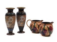 Lot 254 - A pair of 20th century Doulton Lambeth china gilt vases