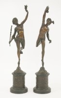 Lot 121 - A pair of patinated bronze figures of Mercury and Fortuna