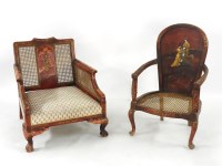 Lot 724 - Two chinoiserie decorated chairs