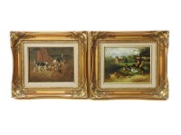 Lot 518 - J Maxwell
TWO BEAGLES AROUND A HUNTING HORN
oil on panel
B Fetz
FARMYARD WILDFOWL
Signed