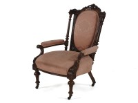 Lot 488 - A Victorian walnut open armchair