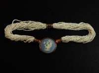 Lot 95 - A Franklin Mint commemorative 'Diana' sixteen row bead necklace with silver gilt Jasperware cameo centrepiece