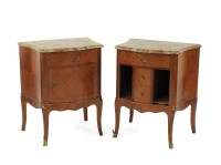 Lot 444 - A pair of parquetry marble tables