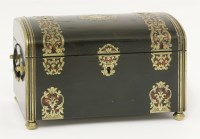 Lot 163 - A French ebonised tortoiseshell and brass inlaid casket