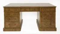 Lot 575 - A Victorian and later burr ash partner's desk