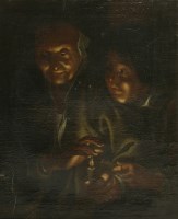 Lot 372 - Follower of Godfried Schalcken 
TWO FIGURES BY CANDLELIGHT
Oil on canvas
68 x 57cm