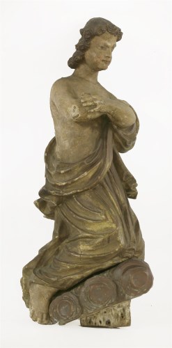 Lot 119 - A carved wood and polychrome painted angel