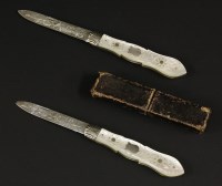 Lot 54 - A Victorian silver and mother-of-pearl folding fruit knife