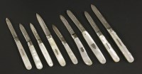 Lot 57 - Ten various Victorian silver and mother-of-pearl folding fruit knives