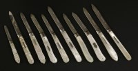 Lot 60 - Ten Victorian and later silver and mother-of-pearl folding fruit knives
