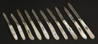 Lot 61 - Ten Victorian and later folding silver and mother-of-pearl fruit knives