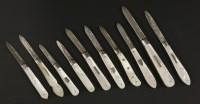Lot 62 - Ten Victorian and Edwardian silver and mother-of-pearl handled folding fruit knives