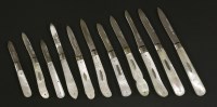 Lot 65 - Twelve Victorian and Edwardian silver and mother-of-pearl handled folding fruit knives