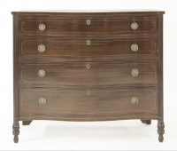 Lot 546 - A George lll serpentine mahogany chest of four drawers