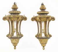 Lot 573 - A pair of large Venetian style gilt wood light fittings