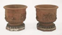 Lot 619 - A pair of terracotta garden jardinières