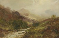 Lot 436 - John Falconar Slater (1857-1937)
A HIGHLAND LANDSCAPE WITH SHEEP BY A RIVER
Signed l.r.