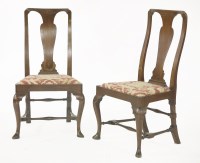 Lot 632 - A pair of walnut side chairs