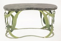 Lot 588 - A toleware and marble-topped kidney-shaped occasional table