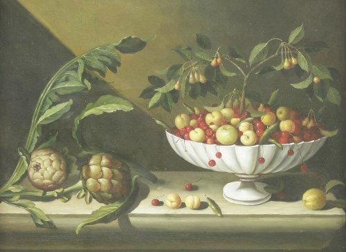 Lot 451 - Manner of Juan Sanchez Cotan
STILL LIFE OF FRUIT AND VEGETABLES ON A LEDGE
Oil on canvas
77 x 102cm