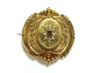 Lot 13 - A Victorian gold Etruscan style brooch