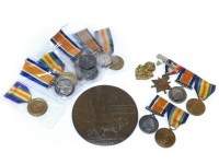 Lot 125 - A collection of WWI medals to include; Great War