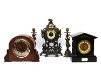 Lot 412 - A Victorian slate mantel clock