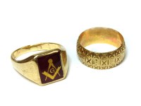 Lot 1 - An American gold Masonic ring