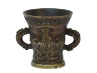 Lot 221 - A Dutch design bronze two handled loving cup