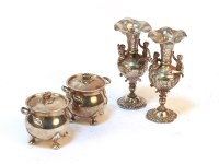 Lot 109 - A pair of silver lidded miniature bowls